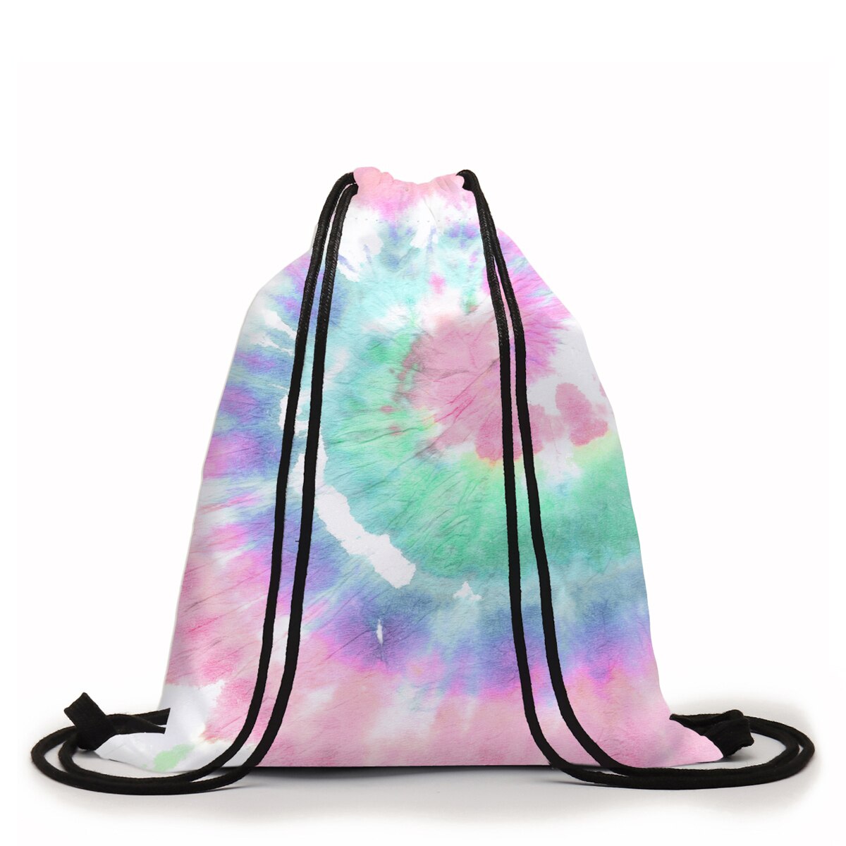 Deanfun Drawstring Bag Tie-dyed 3D Printed Pouch Bag Colorful Drawstring Backpack For Travel D60394