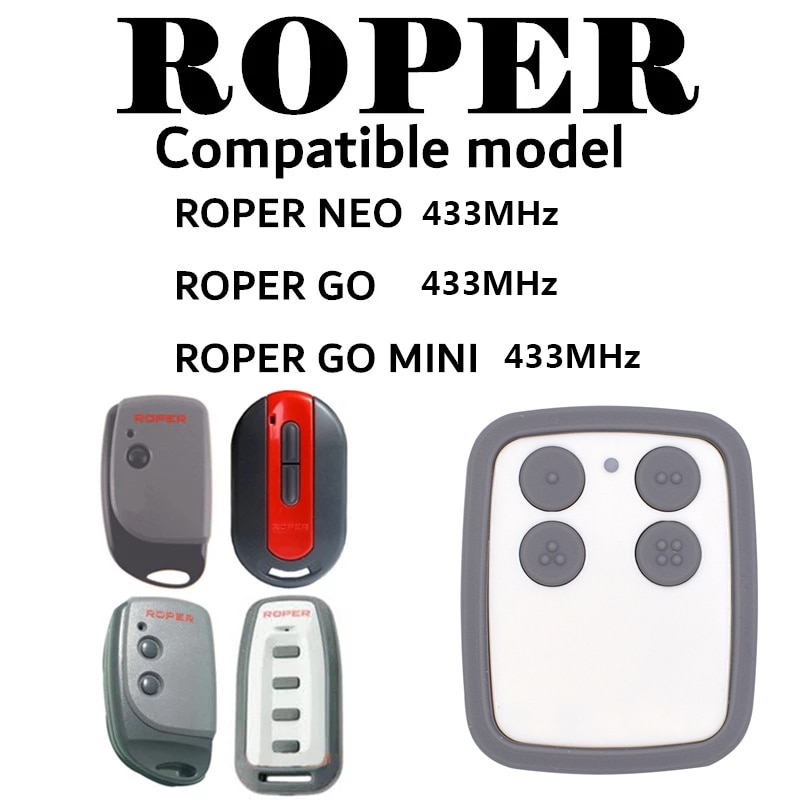 ROPER GO-mando a distancia MINI para puerta de garaje, Control remoto Compatible con copia ROPER, 433mhz, 868mhz