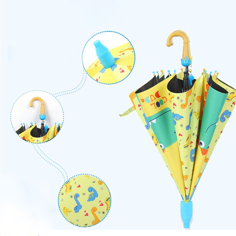 Lange Handvat Cartoon Gedrukt Paraplu Kinderen Mooie Paraplu Met Waterdichte Cover Outdoor Regenkleding