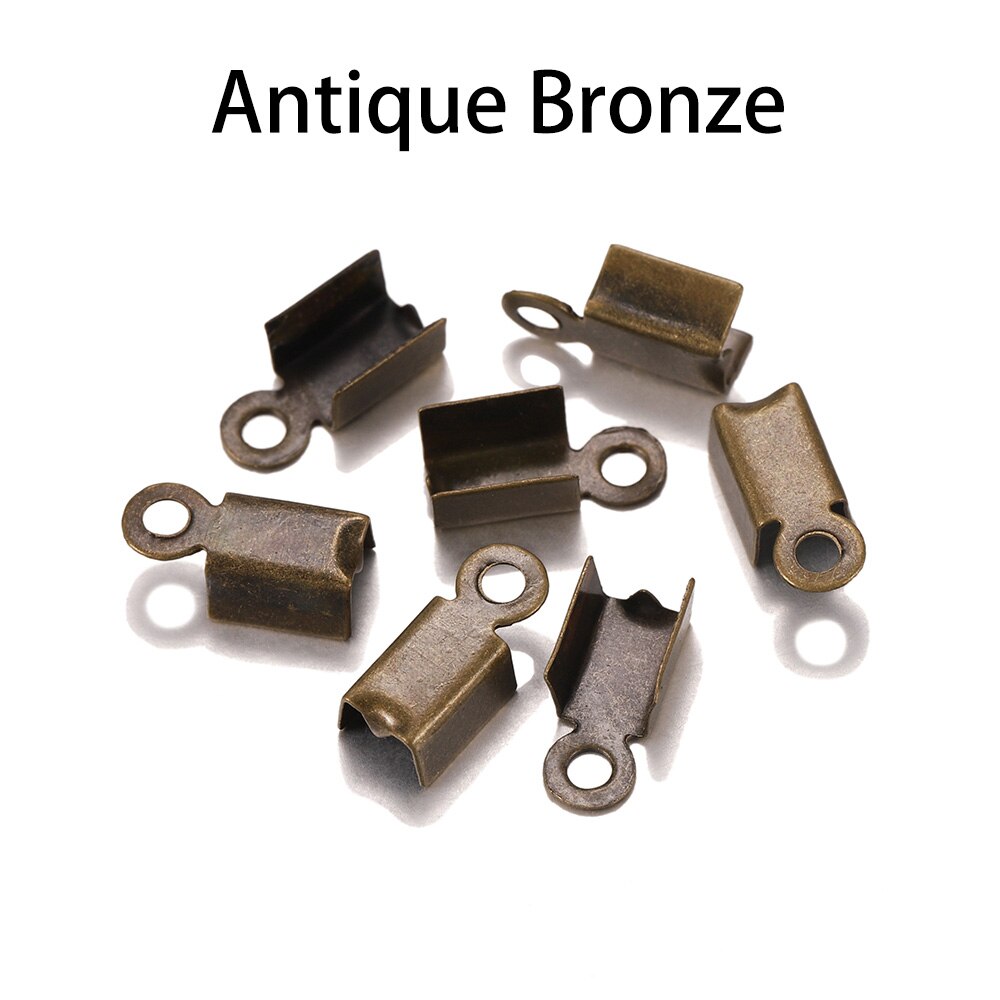 Fermoirs à crique, embouts de cordon, ruban de ficelle, pointe de Clip en cuir, connecteurs de perles à sertir pliables pour la fabrication de bijoux, fournitures de travaux manuels, 200 pièces/lot: M / green