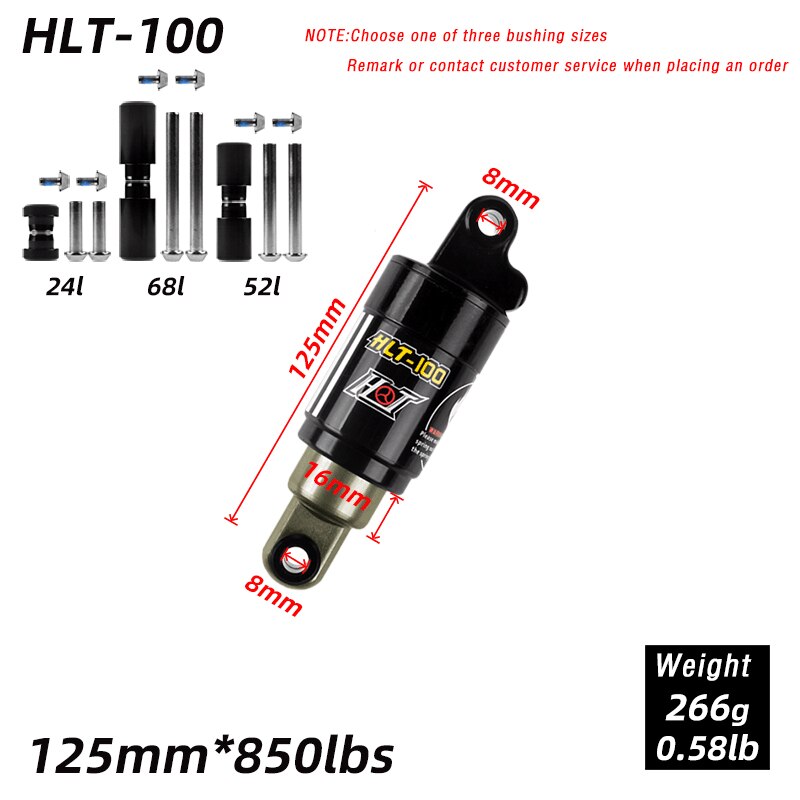 HLT100 fahrrad Hinten stoßdämpfer 125mm/150mm/165mm/185mm 750/850/1000LBS Öl Frühling Schock für mtb berg fahrrad zubehör: 125 x 850lbs