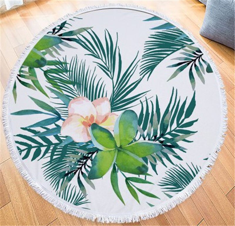 Printed Large Leaves Flower Beach Towel Round Microfiber Beach Towels Roundie Adults Serviette De Plage Toalla Playa: 16
