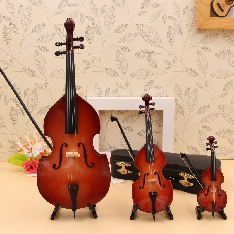 Bass Guitar Replica Mini Model Dollhouse Decorations Kids Replica Ornament T4MF