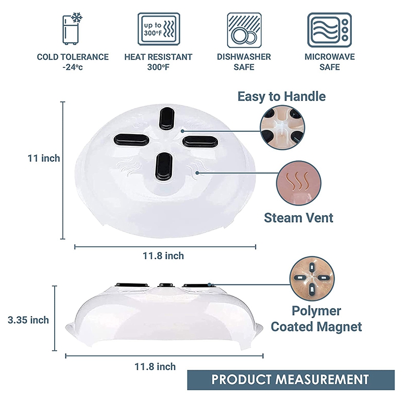 2 Pcs Magnetic Microwave Plate Cover,Microwave Cover for Food,Microwave Splatter Cover,Plate Serving Covers,Steam Vented
