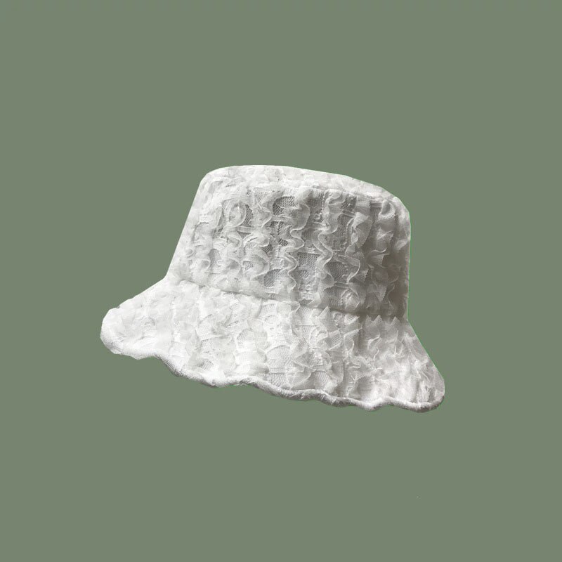 Sombrero de encaje suave para mujer, sombrero de ala ancha con flores, flexible, para verano,: White