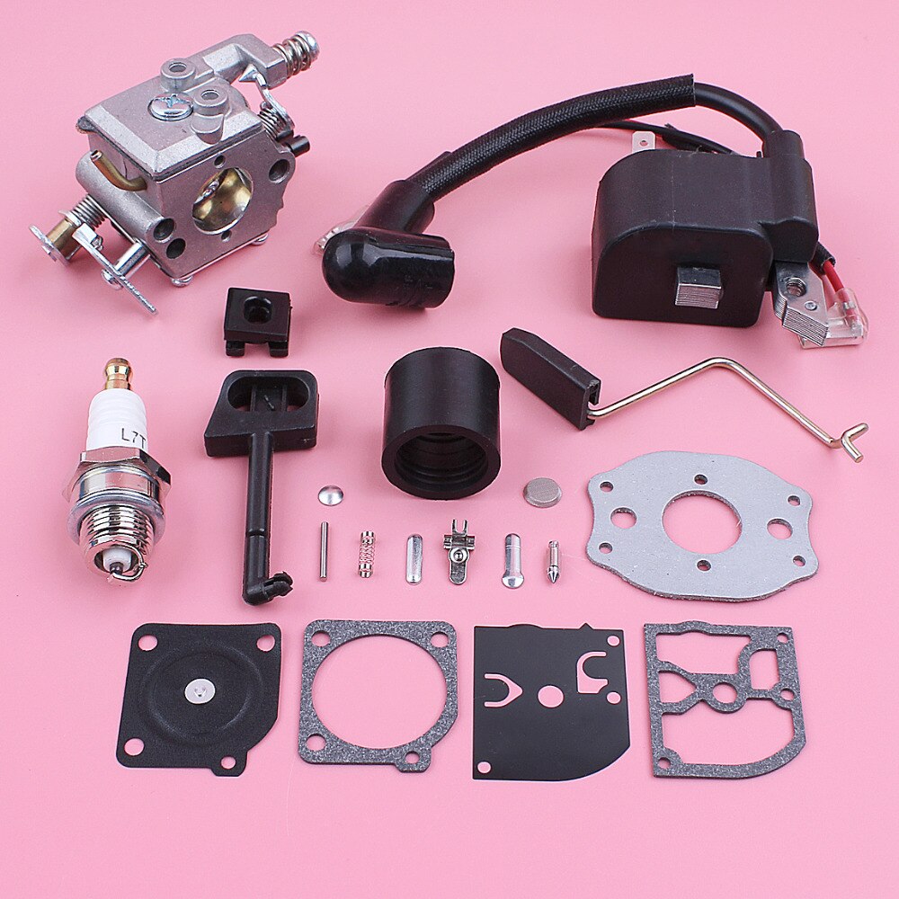 Ignition Coil Carburetor Carb Repair Kit For Husqvarna 136 137 141 142 Throttle Choke Rod Intake Boot Chainsaw Replace Part