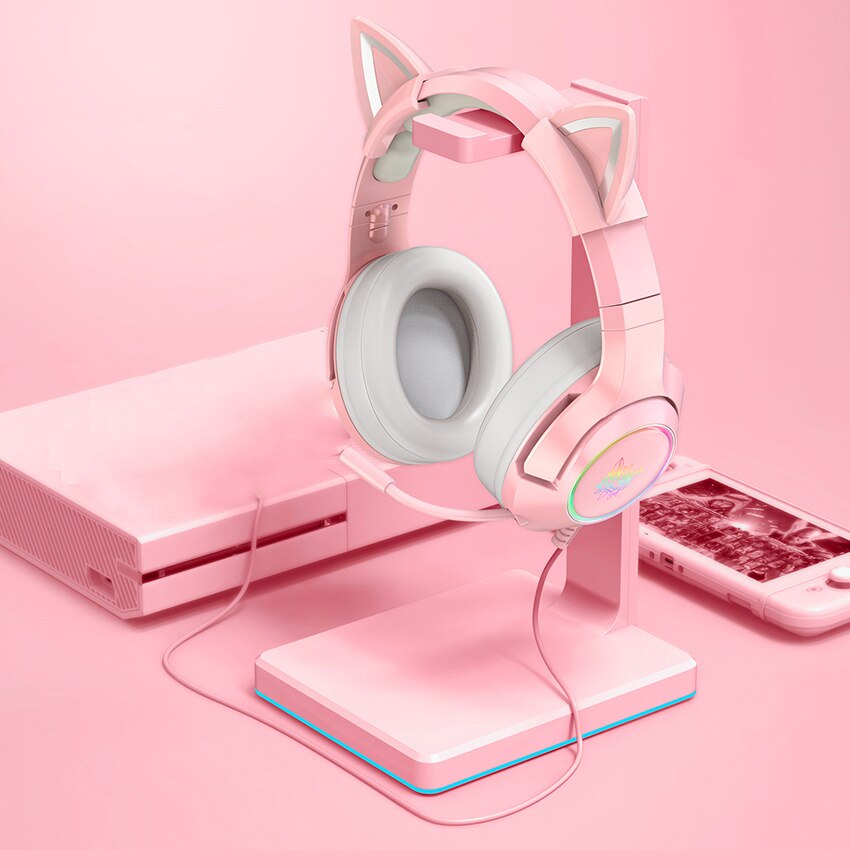 Onikuma K9 Gaming Headset Casque Leuke Meisje Roze Kat Oor Stereo Hoofdtelefoon Met Mic &amp; Led Licht Voor Laptop Computer gamer