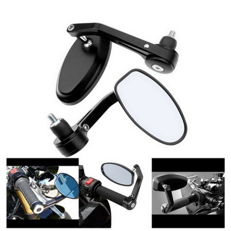 Rétroviseurs de guidon de moto noir 7/8 "rétroviseurs latéraux classiques ovales