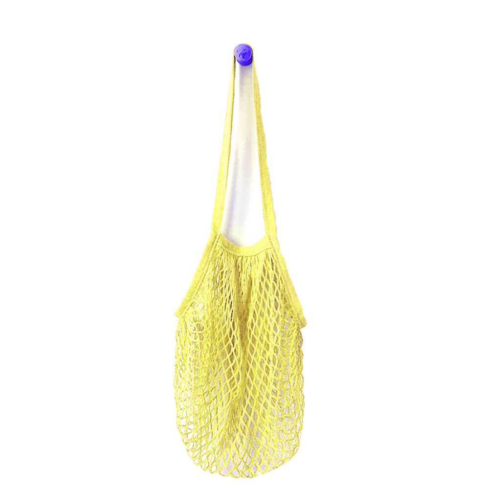 Herbruikbare Fruit Winkelen Groene Boodschappentas String Kruidenier Shopper Tote Katoen geweven netto zak netto pocket Mesh Shopper Bag: Geel