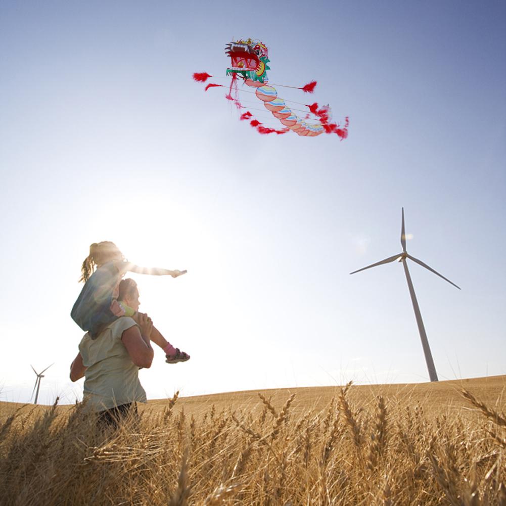 Kinderen Chinese Traditionele Dragon Kite Chinese Decoratie Vliegende Games Kite Doorwaadbare Kinderen Buiten Fun Sport Spelen Speelgoed