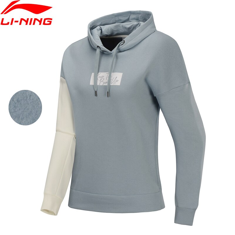 Li-Ning Donne La Tendenza Po Maglia Con Cappuccio di Inverno del Panno Morbido Allentato Fit 80% Cotone 20% Fodera In Poliestere Caldo di Sport magliette e camicette AWDP456 COND19