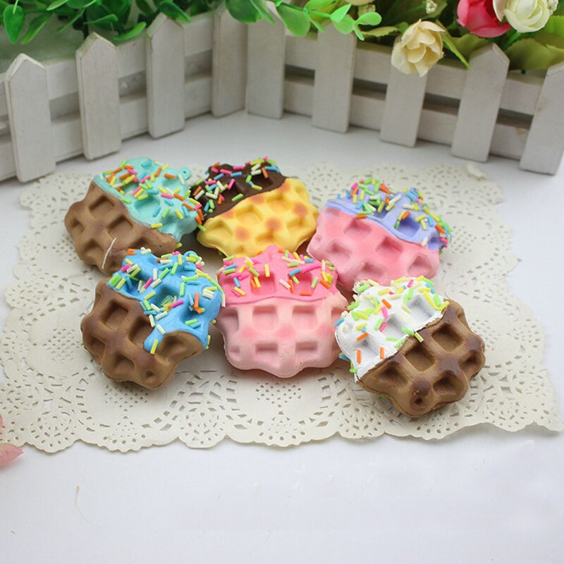 NuoNuoWell, paquete de 10 piezas, 6x6 cm, Squishy de elevación lenta, modelo de comida, Pastel de galletas artificiales, espuma de PU, DIY, cocina, postre, tipo mixto