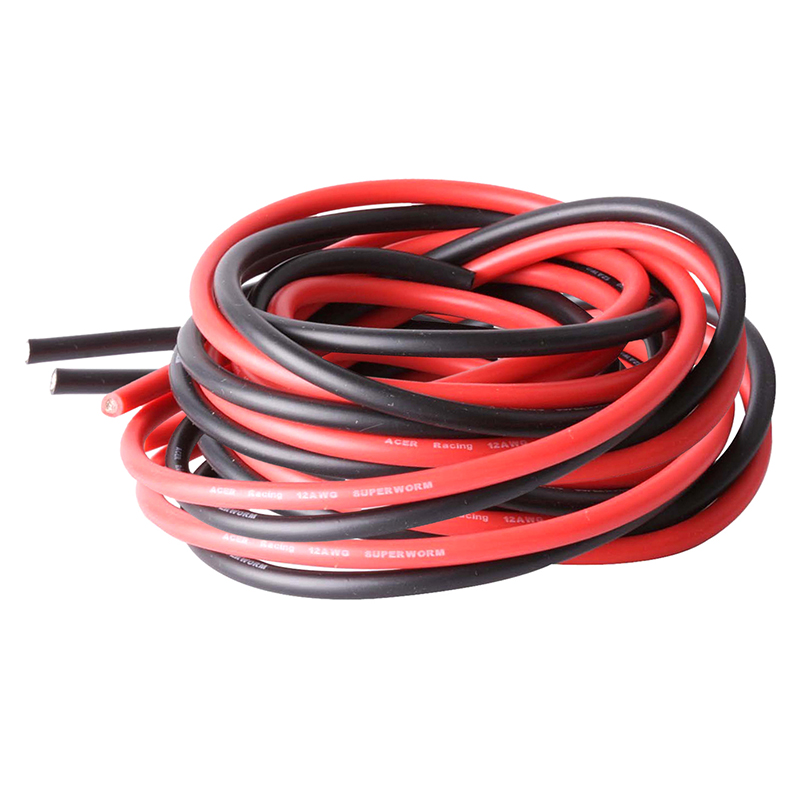 1 packet 2 pieces 12 gauge 1 meter silicone cable fine beach 12 AWG, black and red