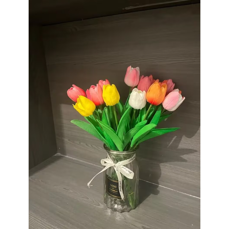 10pc Tulpe Hochzeit Künstliche Blumenstrauß Künstliche Blume Brautstrauß draussen Hausgarten Blumenstrauß Party Vase Dekorative Pflanze