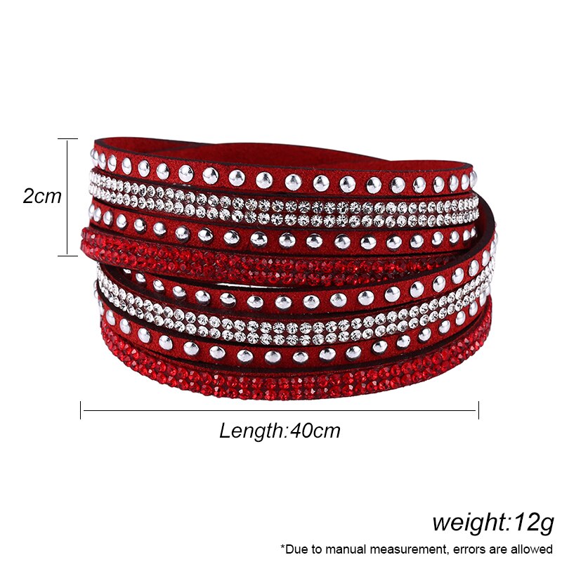 HOCOLE-Pulseras de cuero con abalorios de cristal para mujer, pulsera de diamantes de imitación multicapa, joyería femenina, de boda