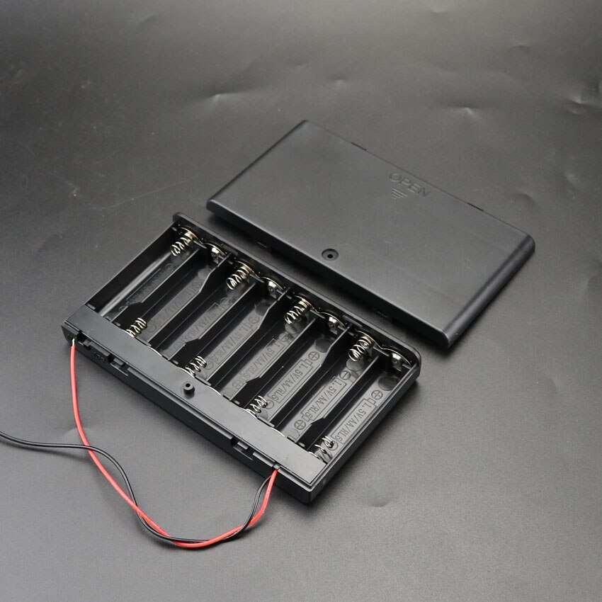 Aa batteriholder kasse med ledninger tænd / sluk-kontakt dæksel 2 3 4 6 8 slot standard batteri container til diy batterirum: E