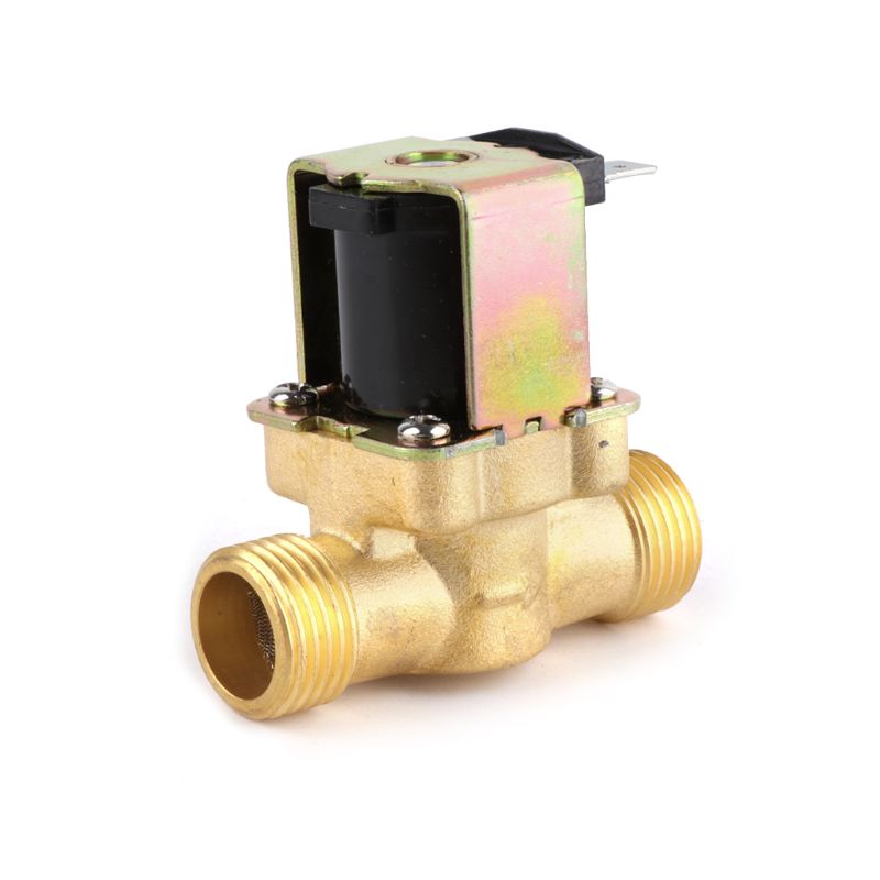 Válvula de entrada de agua de cobre , normalmente cerrada, 4 puntos DC12V, calentador de agua Solar, válvula solenoide de bobina solenoide, 19QE