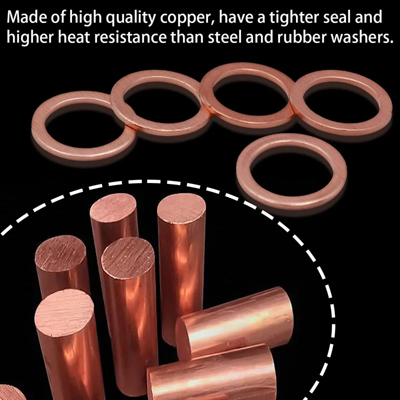 400/300/100PCS Rondella di Rame Guarnizione Dado e Bullone Set di Tenuta Guarnizione Solida Rondella Anello Piatto Guarnizione Assortimento Kit Per Tappi di Coppa