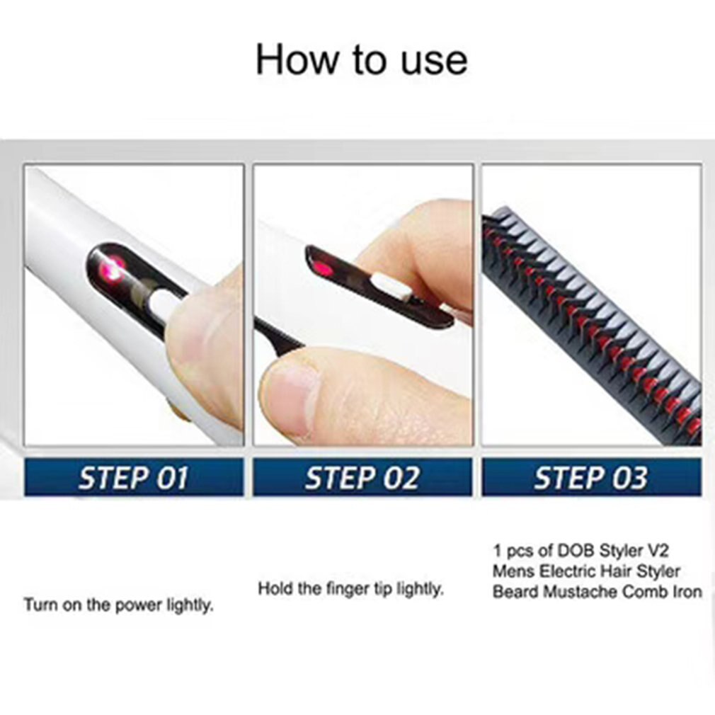 Styler V2 Männer Elektrische Curler Bart Ecke Bart Kamm Multifunktionale Gerade Haar Kamm Professionelle
