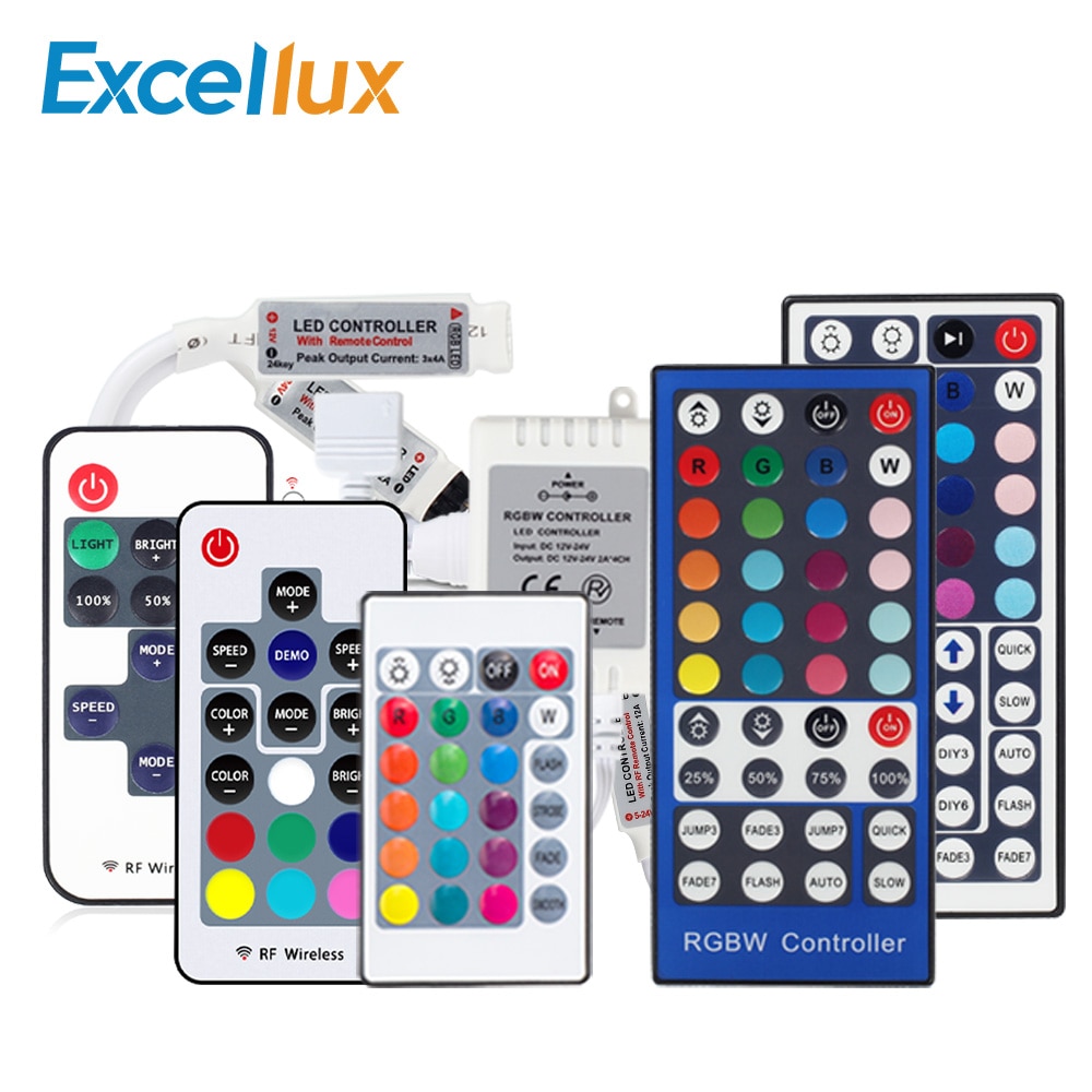 DC 12V-24V Led Controller 44 Keys 24 Keys LED RGB Controler 11 Keys 17 Keys RF Remote Dimmer For RGB 3528 5050 RGBW LED Strip