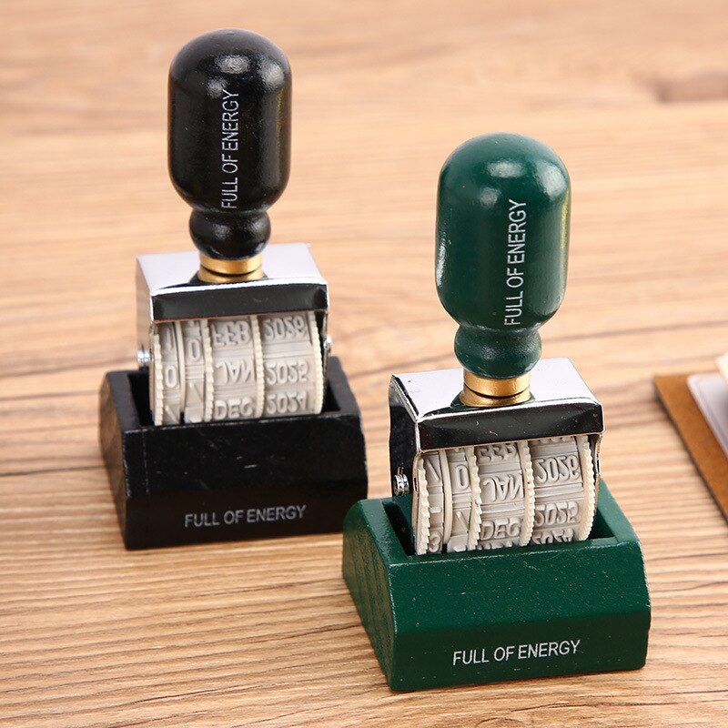 Sello de rodillo de madera Vintage, sellos de fecha para planificador, sellos de palabras rodantes para álbum de recortes, papelería estilo Retro, suministros de oficina: Default Title