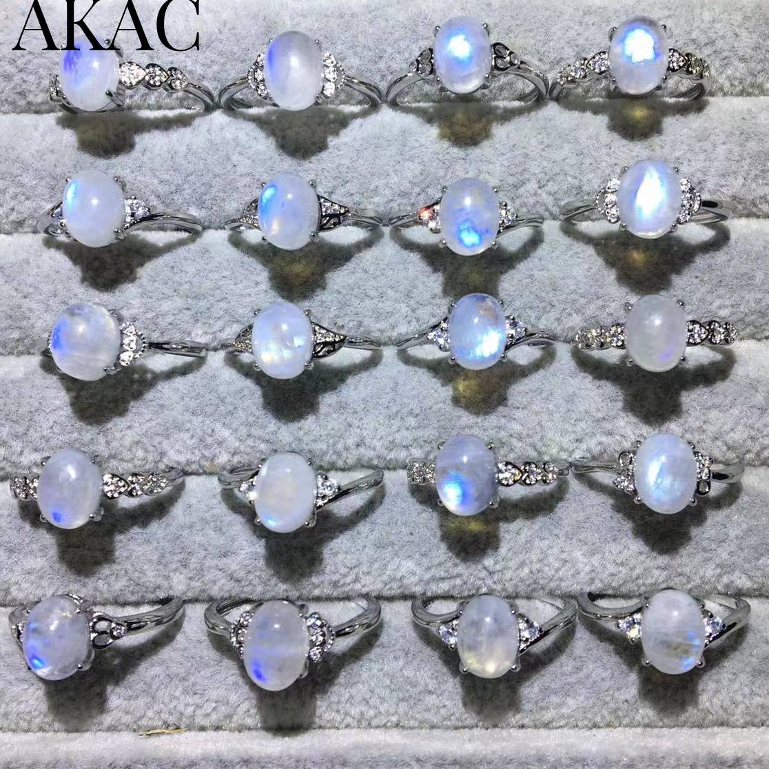 3 ringe/set, ca. 7*9mm verstellbare ringe aus natürlichem akac-regenbogenmondstein (zufällige auswahl).