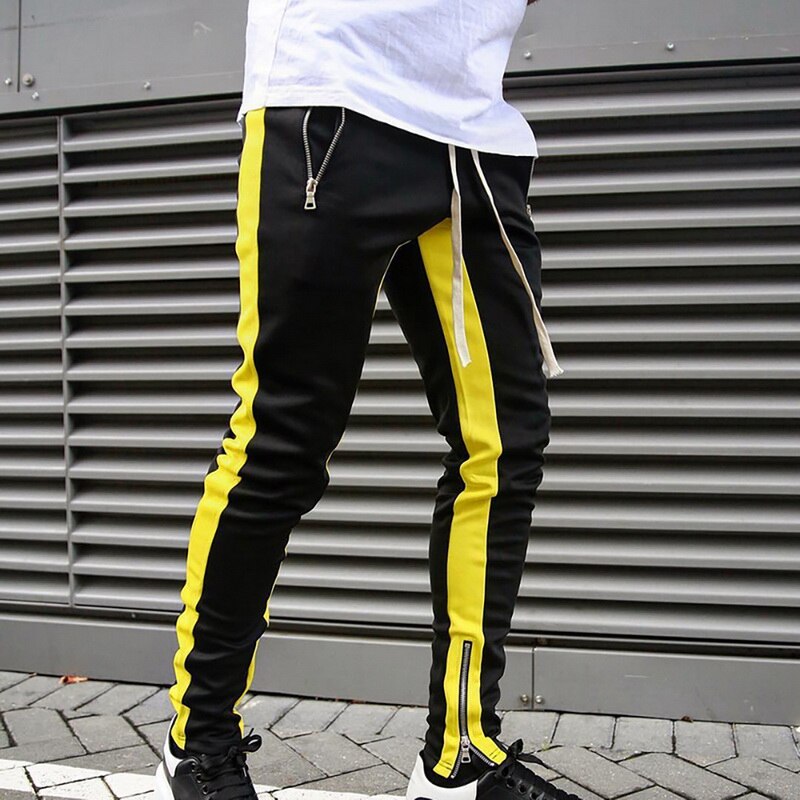 VERTIVE Plus rayure hommes en plein air Streetwear mâle gymnastique entraînement fermeture éclair poche sport pantalon Long cordon Fitness pantalons de survêtement