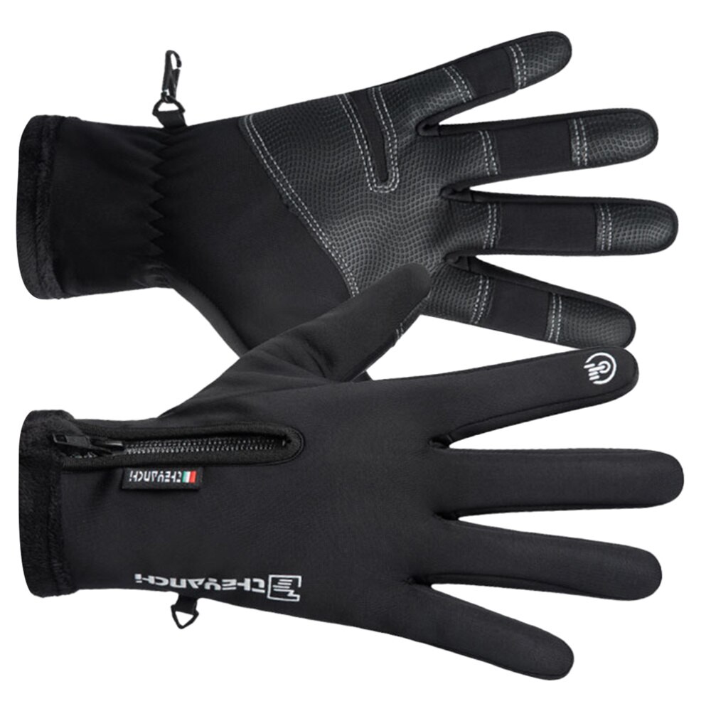 1 Pair Winter Riding Warm Windproof Waterproof Bike Touch Screen Mountaineering for Men (Black,)