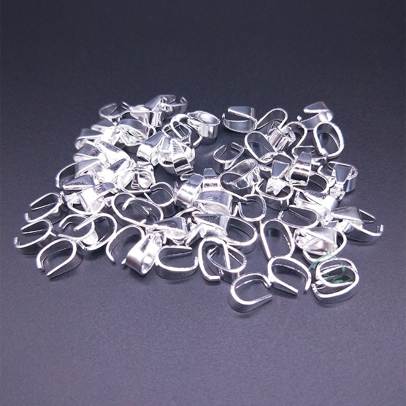 50pcs 7X4/9X5mm Necklace Pendant Connectors Pendant Clip Clasp Pinch Clip Bail Buckle Hanging Jewelry Findings DIY Accessories