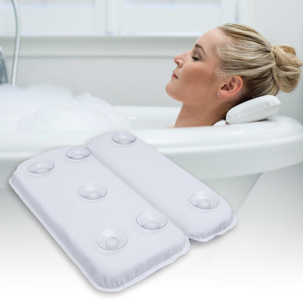 Suction Cup Anti-slip PU Waterproof Sponge Bath Pillow Bathtub Cushion Bathroom Products House Bath Pillow White