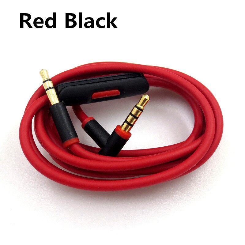 Vervanging Audio Kabel Cord Wire Met In-Line Microfoon En Controle Voor Beats By Dr Dre Solo Studio Pro detox Hoofdtelefoon 2.15: Red Black