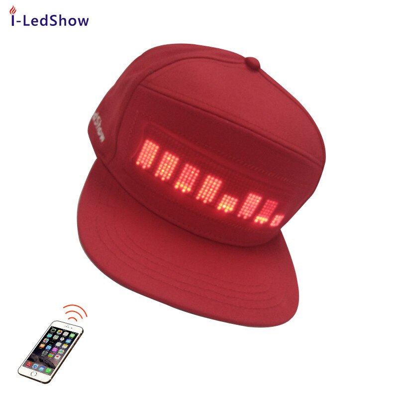 Iledshow Led Usb Oplaadbare Led Lichtgevende Cap Led Light Digitale Scrolling Bericht Led Hoeden