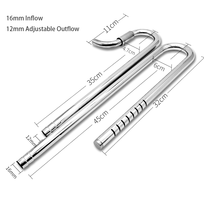 Akwarium ze stali nierdzewnej w stylu ADA odpływ wypływowy rura liliowa ze skimmerem powierzchniowym: nowy 16mm In 12mm Out