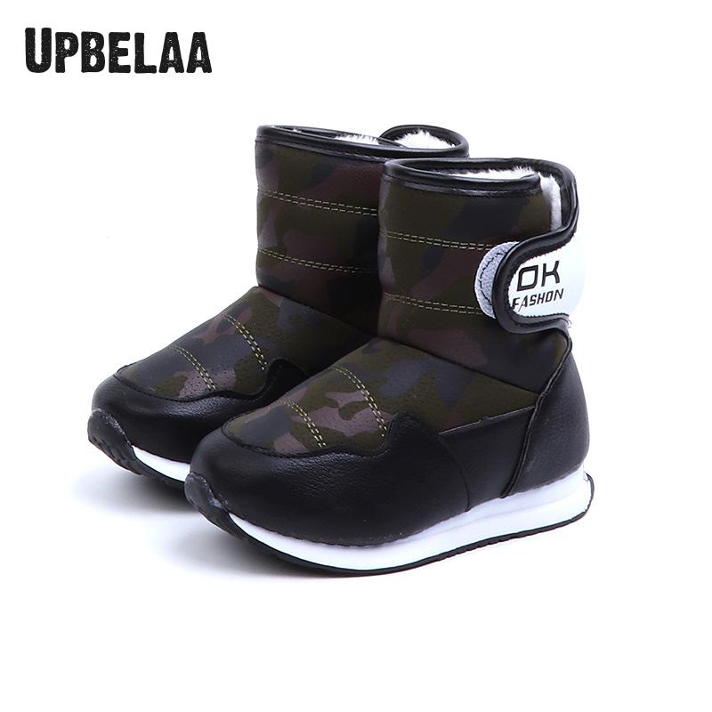 Kinderen Schoenen Winter Jongens Laarzen Katoen Pluche Mode Camouflage Kinderen Korte Laarzen Outdoor Waterdichte Meisjes Snowboots Antislip