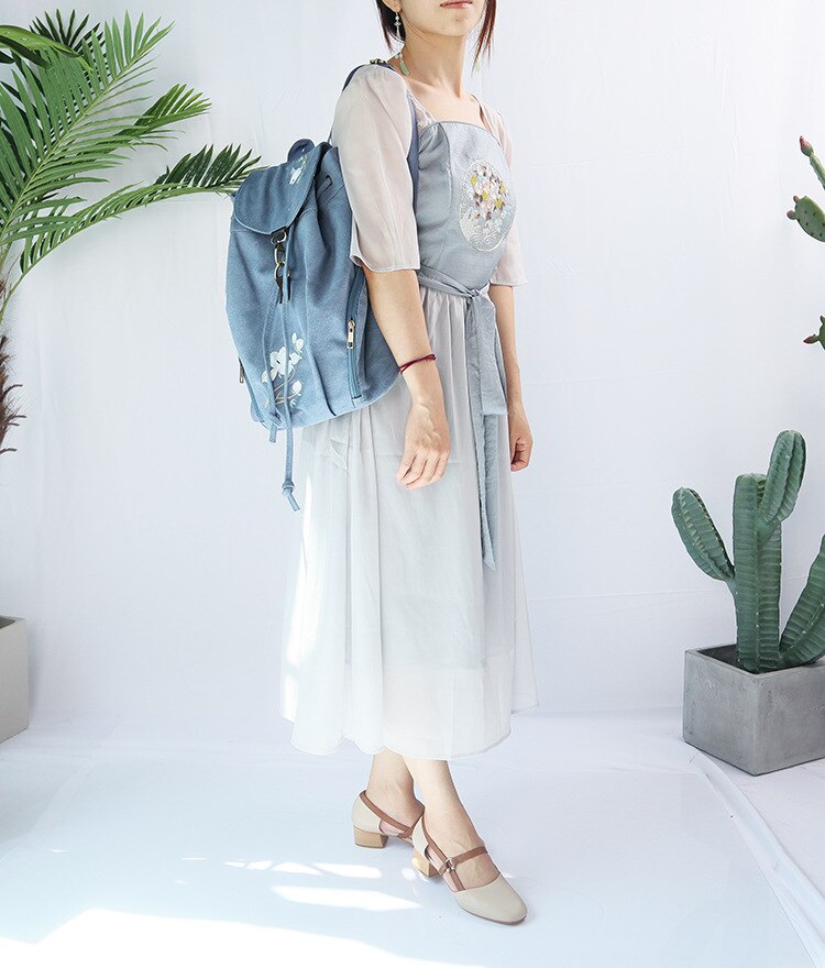 Mochila de lona feminina, mochila escolar casual para mulheres, com flores, bolsa de grande capacidade, para laptop