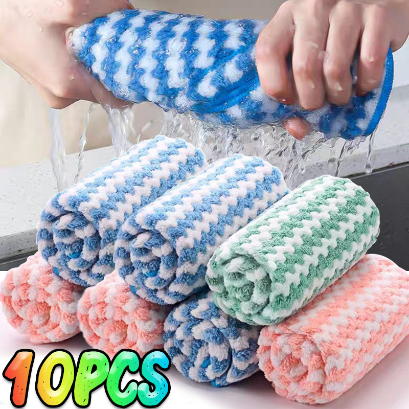 Paños de cocina de lana de doble cara, paños de limpieza súper absorbentes, estropajos, trapos para lavar platos de cocina, toalla para limpiar ventanas de vidrio