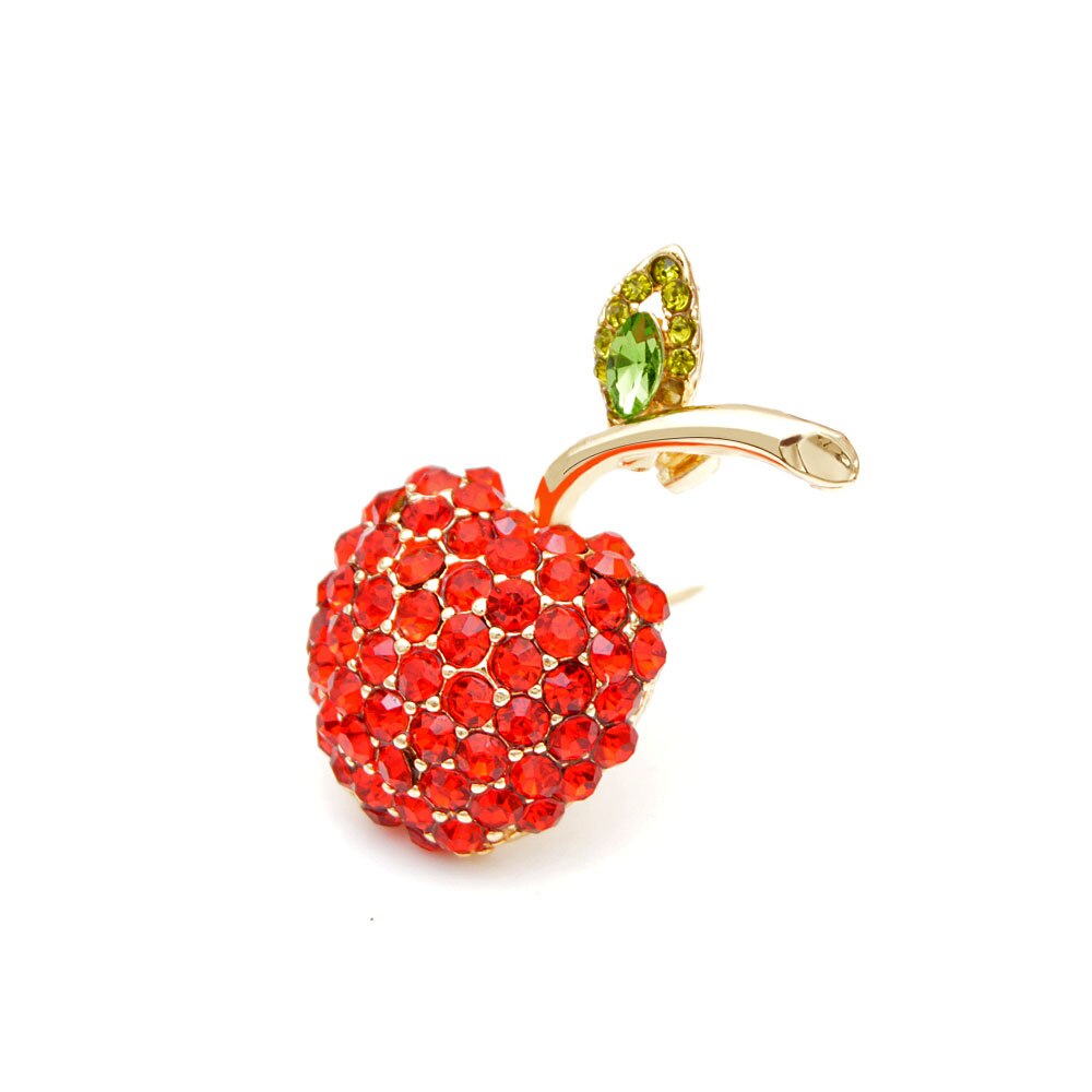 CINDY XIANG-broches de manzana con diamantes de imitación rojos para mujer, broche de fruta pequeña, Pin, camiseta de verano, joyería de