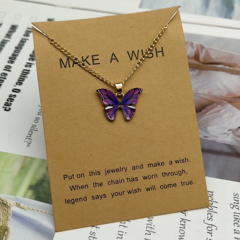 Women Necklace Blue Purple Color Pendant Popular Neck Jewelry For Friend Delicated Necklace: GA