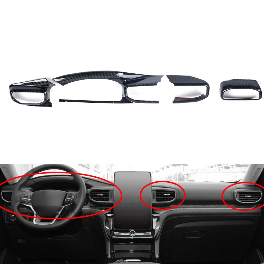Chrome Carbon Look Voor Ford Explorer Center Console Dashboard Airconditioning Outlet Panel Cover Frame Trim Accessoires