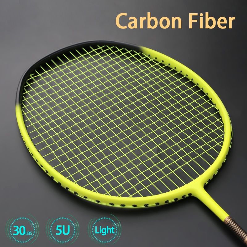 Professionele Ultralight Carbon Fiber 5U 75G Strung Badminton Racket Max Spanning 30LBS Racquct Met Snaren Tassen Rackets Sport