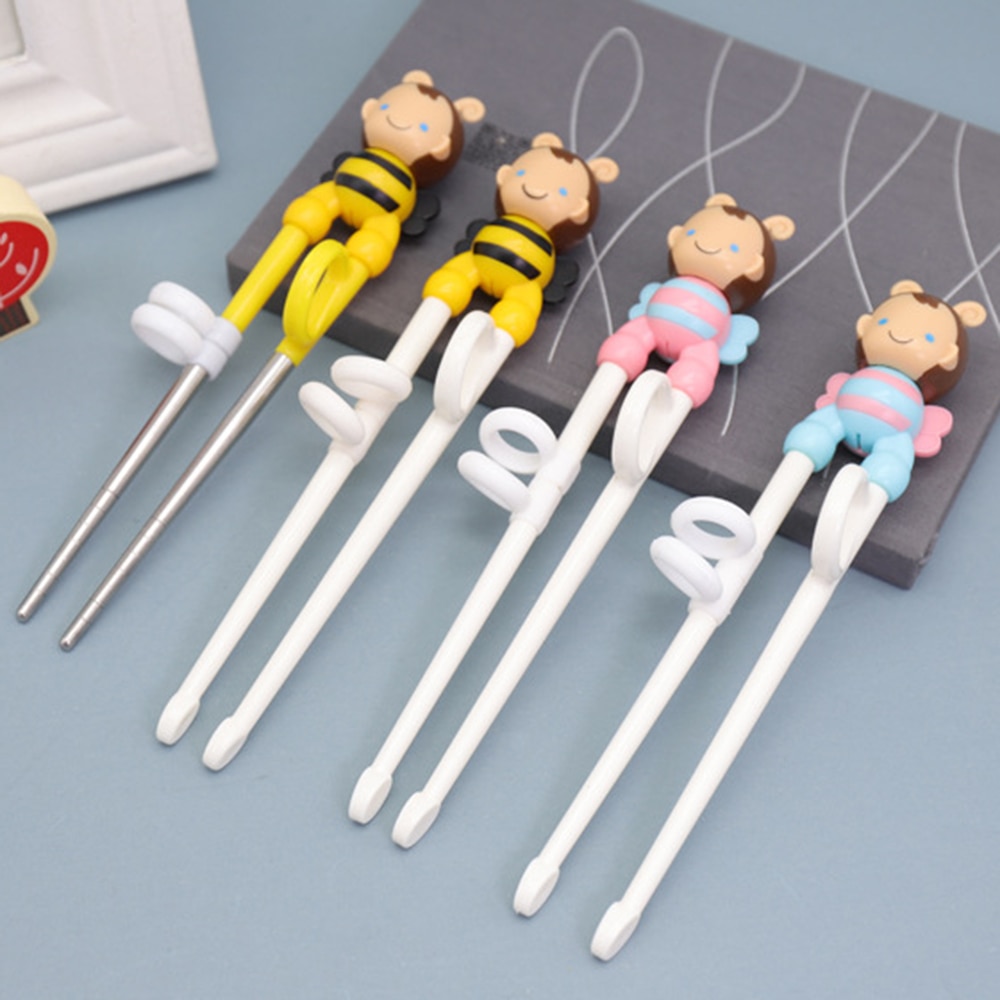 Creatieve Baby Training Eetstokjes Cartoon Aap Konijn Bee 3D Dier Hoofd Leren Eetstokje Kinderen Veiligheid Servies Bestek