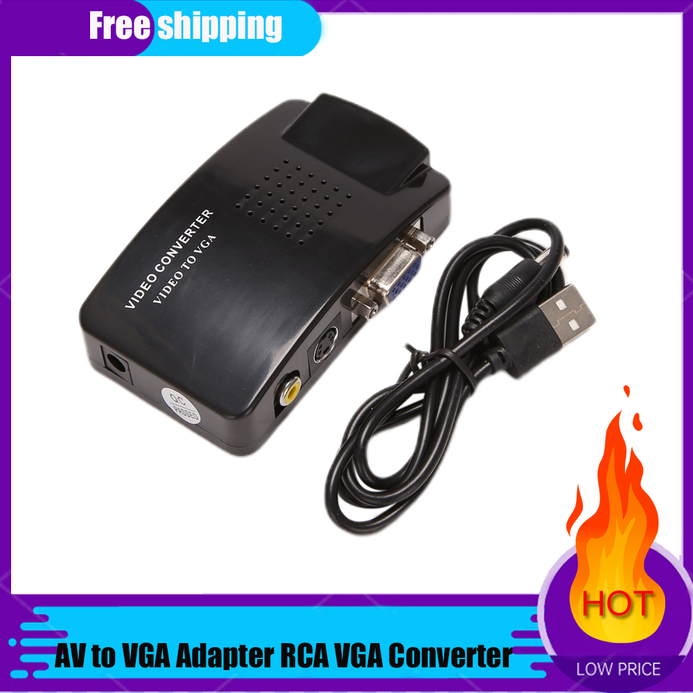 Av Naar Vga Adapter Rca Vga Converter Pc Rca Composiet S-Video Av Ingang Naar Pc Vga Lcd Output Converter Schakelkast