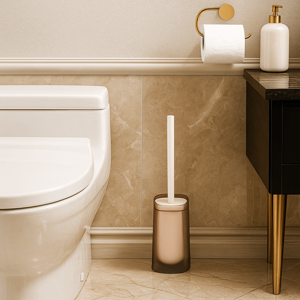 Praktisk toalettbørste med langt skaft i plast, ingen døde vinkler, toalettskrubber, avtakbart børstehode, toalettrengjøringsverktøy, toalett