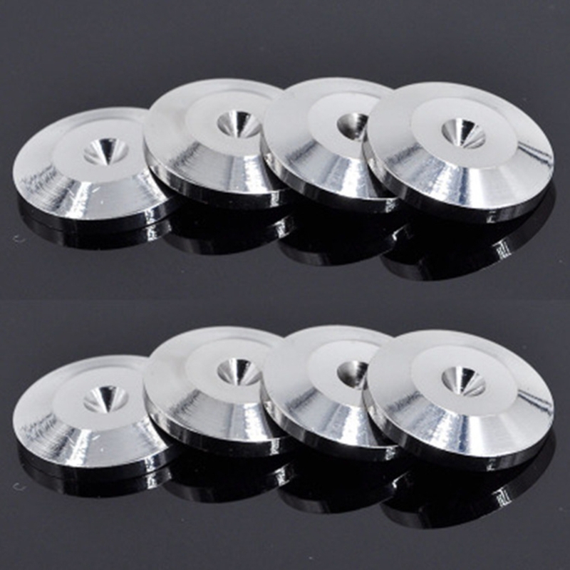 8 stk. 25 x 5mm universelle aluminiumslegering højttalerspikes puder højttaler støddæmper base pude isolering stativ fødder konus base måtter