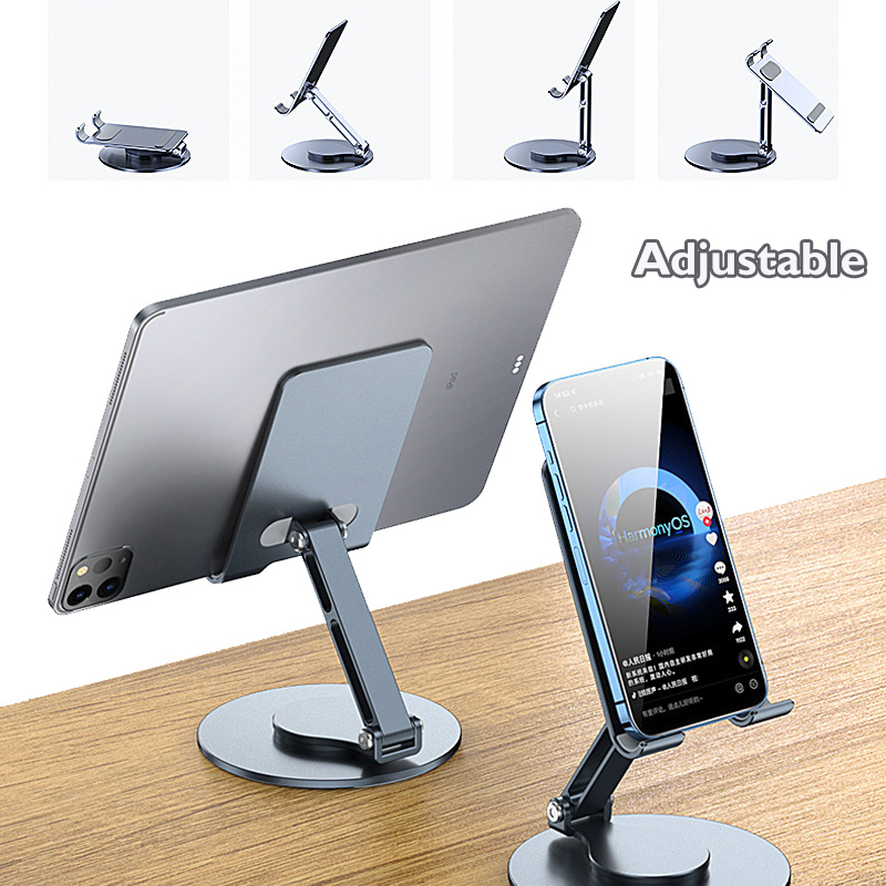 Cell Phone Stand 360° Rotation Adjustable Metal Holder Stand For iPhone iPad Xiaomi Huawei Foldable Desktop Phone Tablet Holder