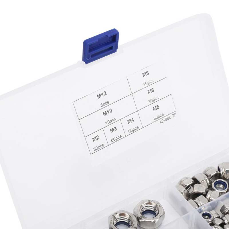 Nylon Lock Nut Set Self‑Locking Nuts Set Durable To Use Self‑Locking Nuts Kit Good Rust Resistance Low Temperature Strength