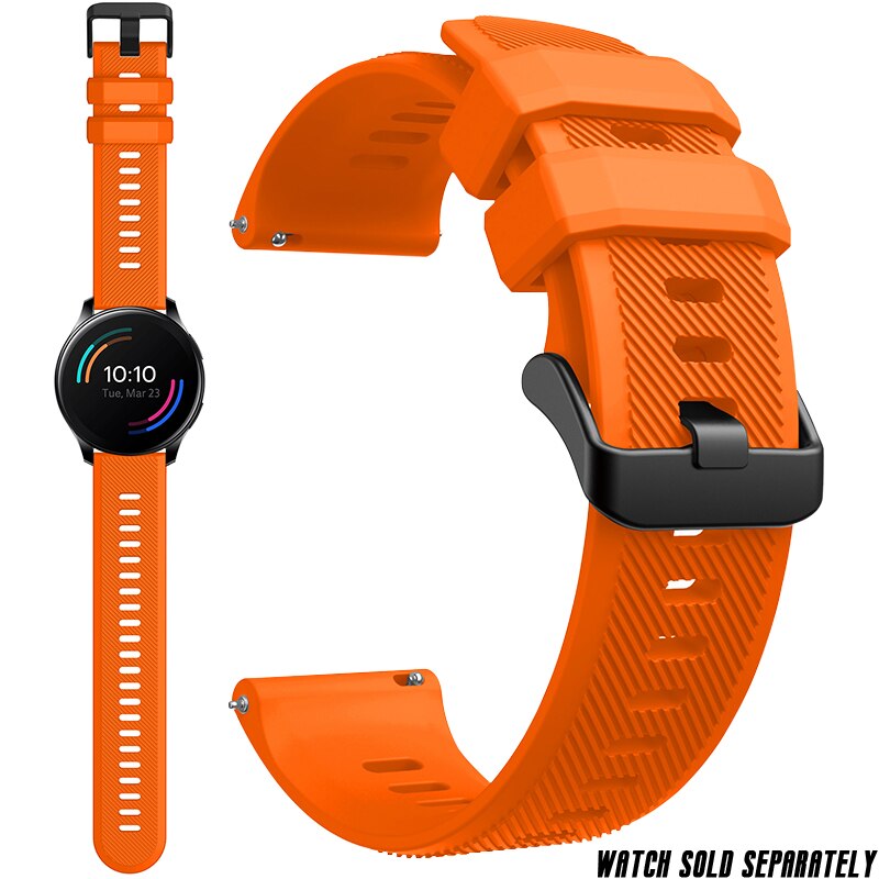 Silikonarmband für oneplus watch 22mm, ersatzarmband für smartwatch, schnellverschluss, streifenmuster, strukturierte oberfläche, armbandzubehör: Aktivität orange