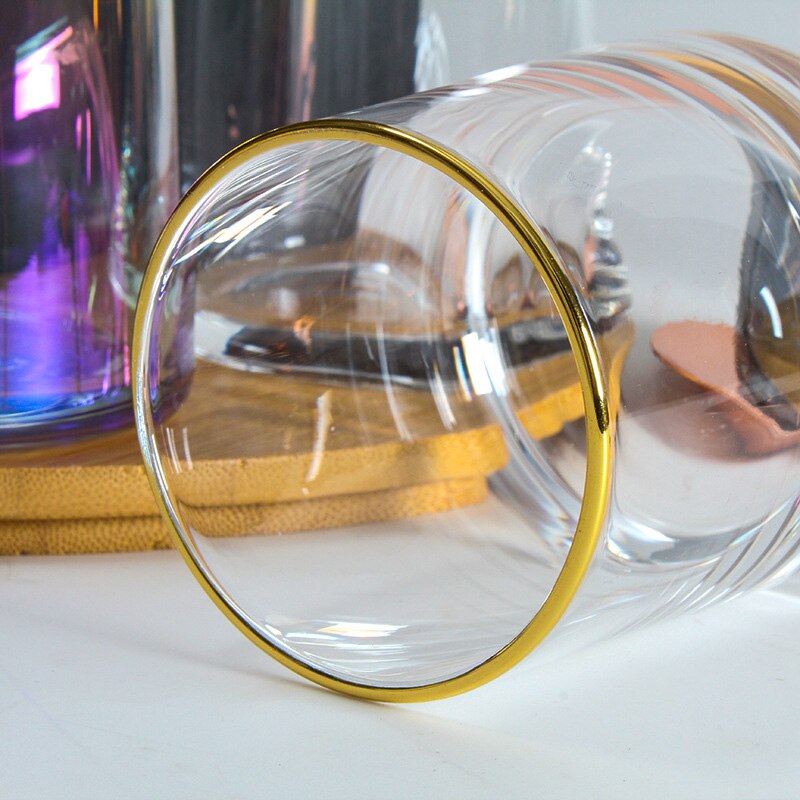 Rainbow Glass Cup Breakfast Milk Tea Coffee Juice Wine Cup Crystal Transparent Glass Cup Wine Beverage Glasses