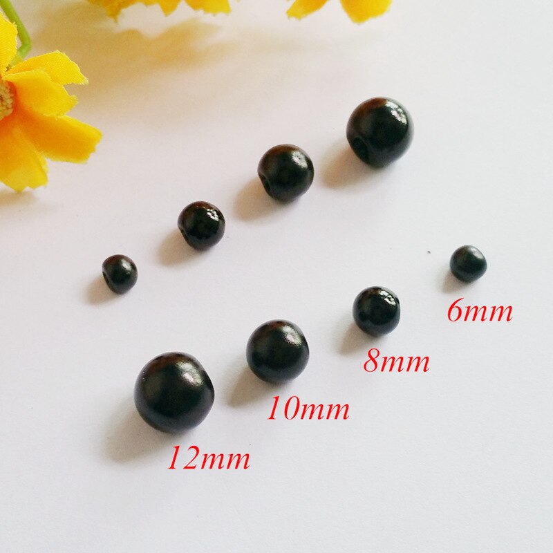 6mm, 8mm, 10mm, 12mm pearl diy button for craft / Black round bead pearl buttons, Scrapbooking Supplies button