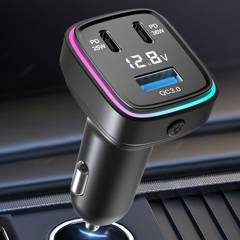 Auto Telefoon Oplader Auto Telefoon Usb C Adapter Auto Snel Opladen Auto Telefoon Oplader 3 Poorten Autolader Adapter Met Spanning &